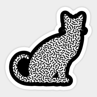 Black and White Squiggle Cat Lover Sticker